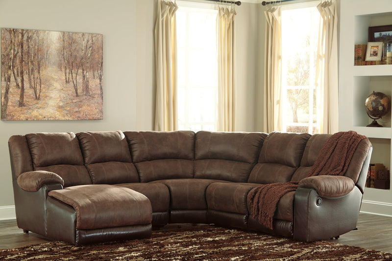 Nantahala Signature Design by Ashley 5-Piece Reclining Sectional with Chaise image