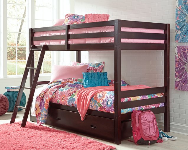 Halanton Signature Design by Ashley Twin over Twin Bunk Bed with 1 Large Storage Drawer image