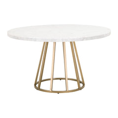 Essentials For Living Traditions Turino 54 inch Round Dining Table in Brushed Gold/White image