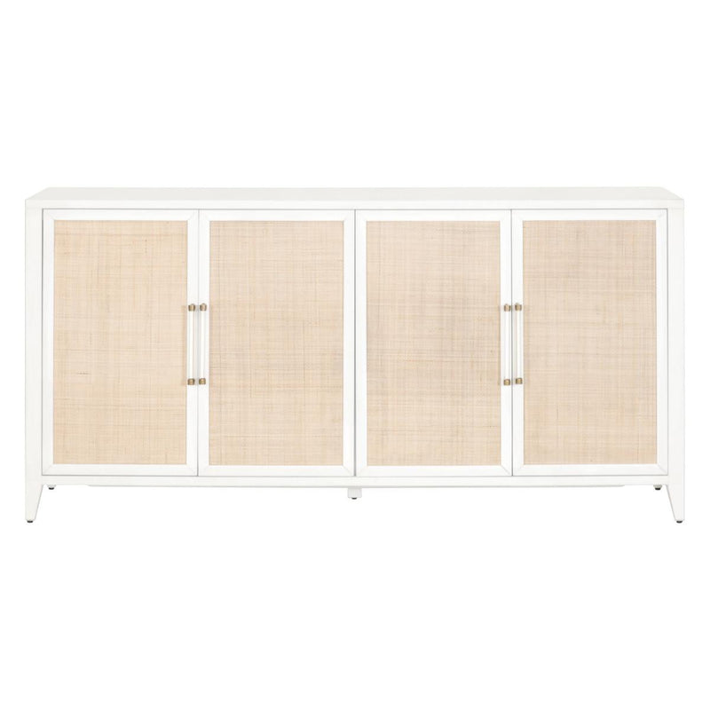 Essentials For Living Traditions Holland Media Sideboard in Matte White/Natural Rattan image