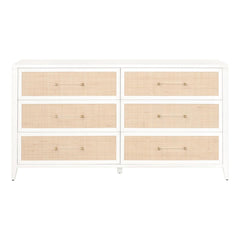 Essentials For Living Traditions Holland 6-Drawer Double Dresser in Matte White/Natural Rattan image