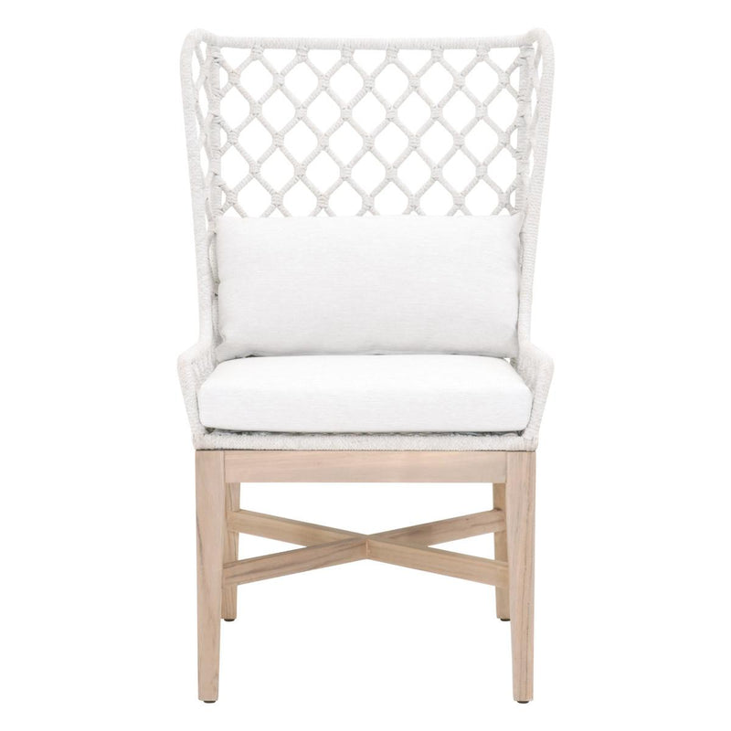 Essentials For Living Woven Lattis Outdoor Wing Chair in White Speckle Flat Rope/Gray Teak (Set of 2) image