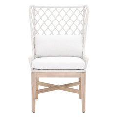 Essentials For Living Woven Lattis Outdoor Wing Chair in White Speckle Flat Rope/Gray Teak (Set of 2) image