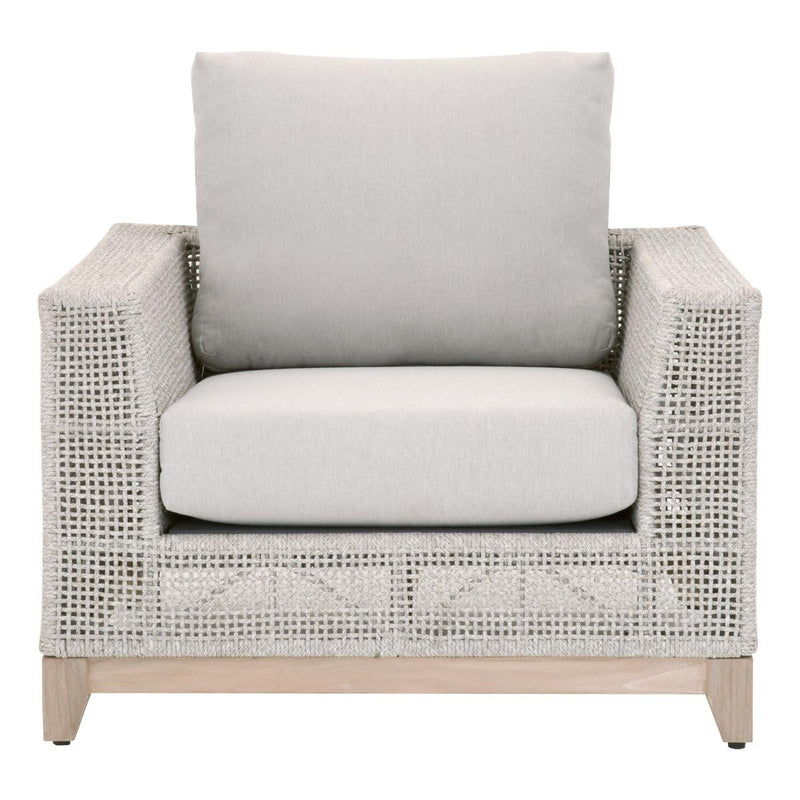 Essentials For Living Woven Tropez Outdoor Sofa Chair in Taupe & White Flat Rope/Pumice image