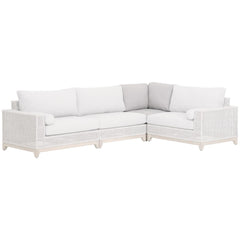 Essentials For Living Woven Tropez Outdoor Modular Corner Sofa in Taupe & White Flat Rope/Pumice image