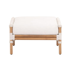 Essentials for Living Woven Bacara Footstool in White Speckle Rope and Seat, Natural Rattan image