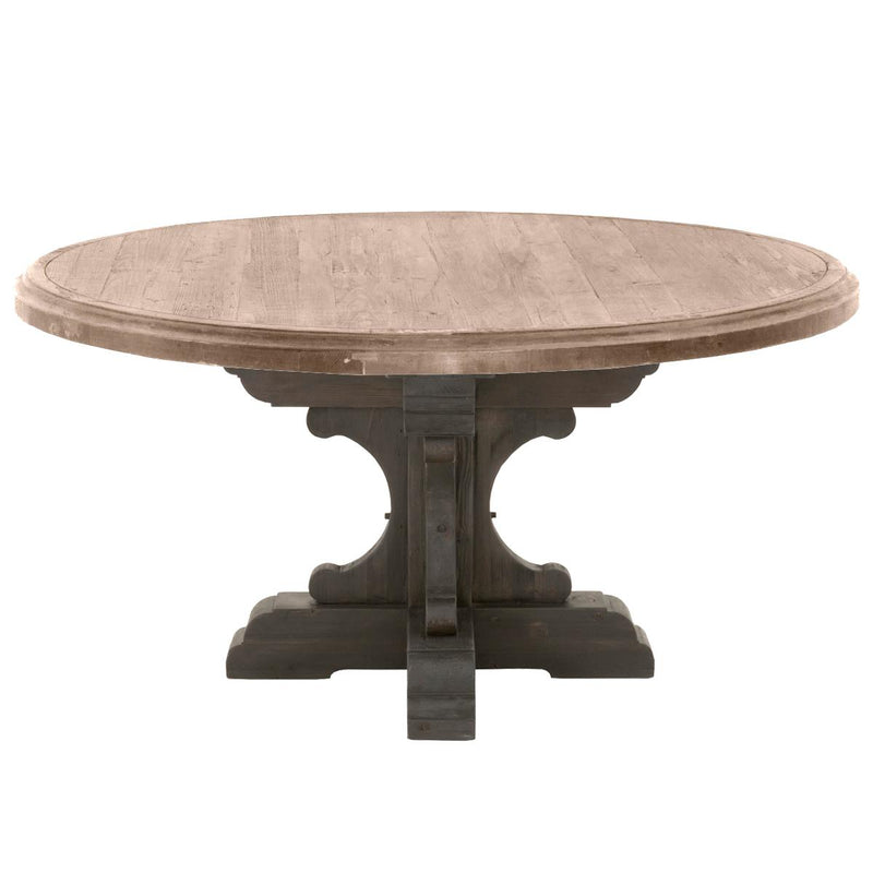 Essentials For Living Bella Antique Bastille 60" Round Dining Table in Smoke Gray Pine/Black Wash Pine image