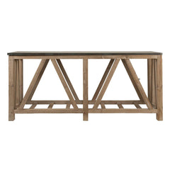 Essentials For Living Bella Antique Console Table in Smoke Gray Pine/Blue Stone image
