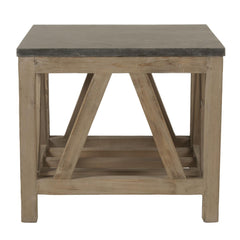 Essentials For Living Bella Antique End Table in Smoke Gray Pine/Blue Stone image
