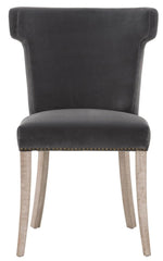 Essentials for Living Stitch and Hand Celina Dining Chair in Dark Dove Velvet, Natural Gray Oak, Gold Nails image