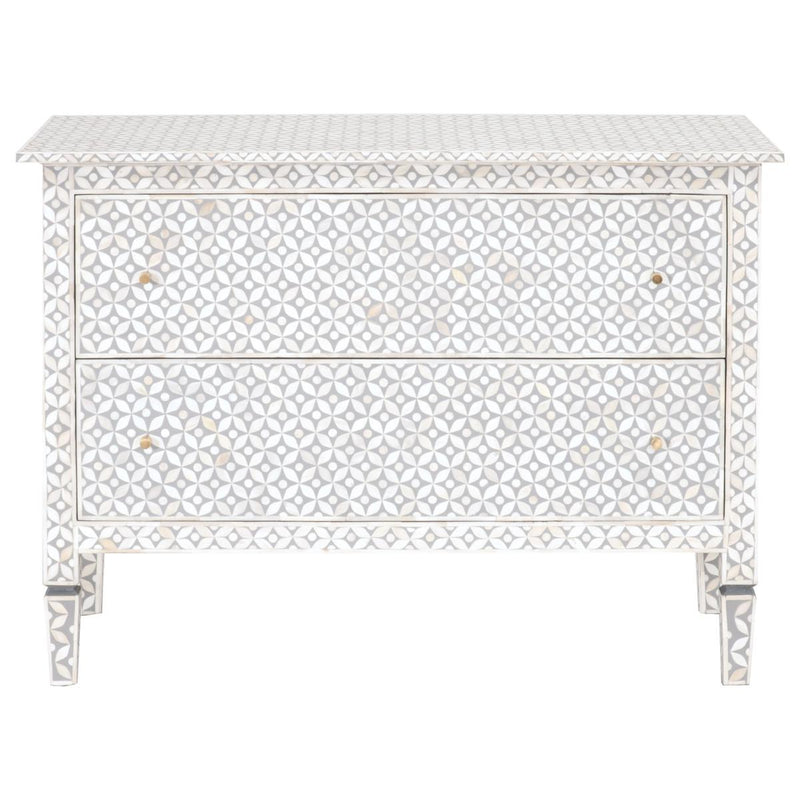 Essentials for Living L'Object Cleo 2-Drawer Chest in Light Gray Resin / Natural Bone image