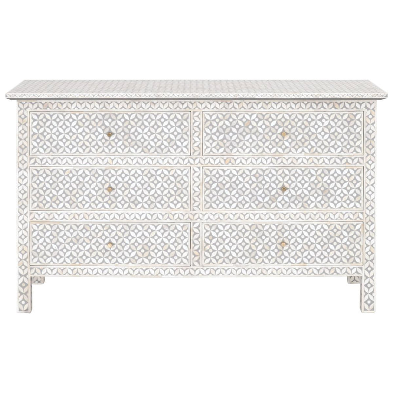 Essentials for Living L'Object Cleo 6-Drawer Double Dresser in Light Gray Resin / Natural Bone image