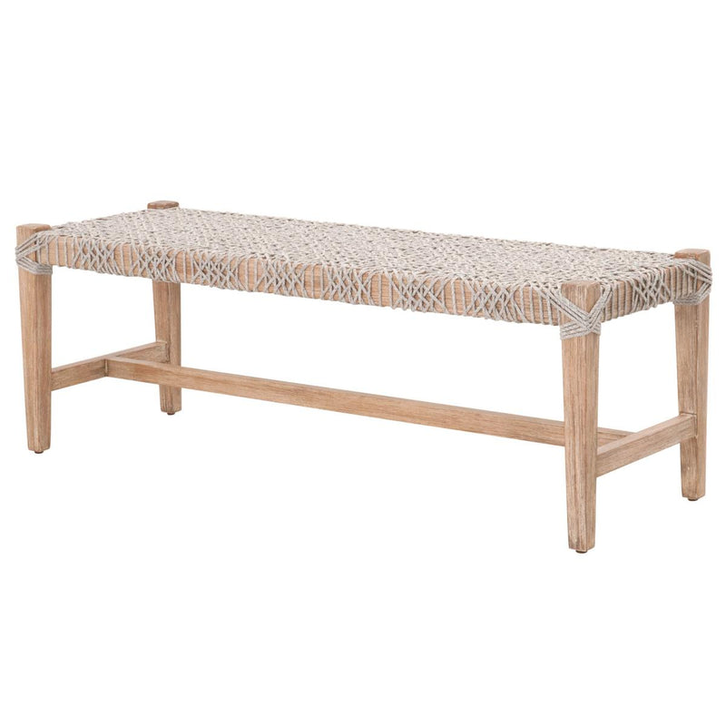 Essentials For Living Woven Costa Bench in Taupe & White/Gray Teak image