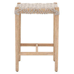 Essentials for Living Woven Costa Backless Counter Stool in Taupe and White Flat Rope, Natural Gray Mahogany image