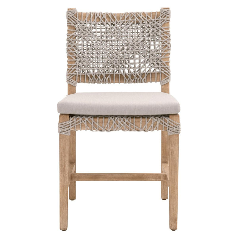 Essentials for Living Woven Costa Dining Chair in Taupe and White Flat Rope, Pumice, Natural Gray Mahogany Set of 2 image