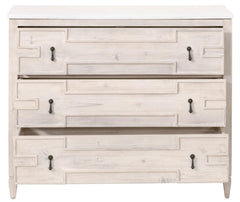 Essentials for Living Bella Antique Emerie Entry Cabinet in White Wash Pine, White Quartz image