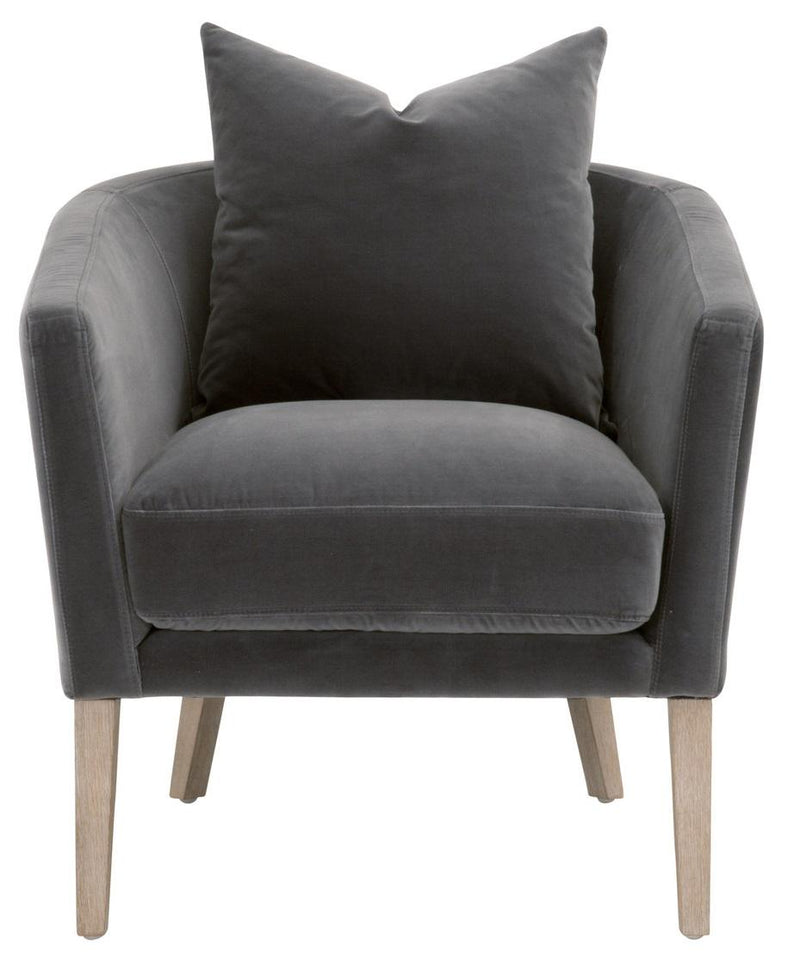 Essentials For Living Stitch and Hand Gordon Club Chair in Dark Dove Velvet, Natural Gray Oak image