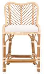 Essentials for Living Woven Laguna Counter Stool in Sanded Peel Rattan Binding, White Speckle, Natural Rattan image