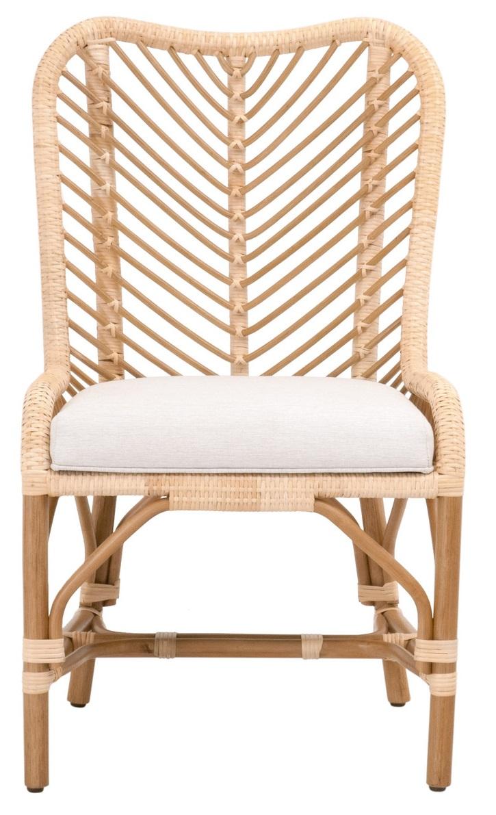 Essentials for Living Woven Laguna Dining Chair in Sanded Peel Rattan Binding, White Speckle, Natural Rattan Set of 2 image