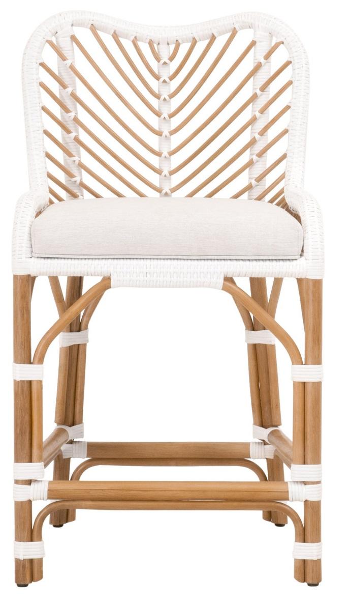 Essentials for Living Woven Laguna Counter Stool in White Synthetic Peel Binding, White Speckle, Natural Rattan image