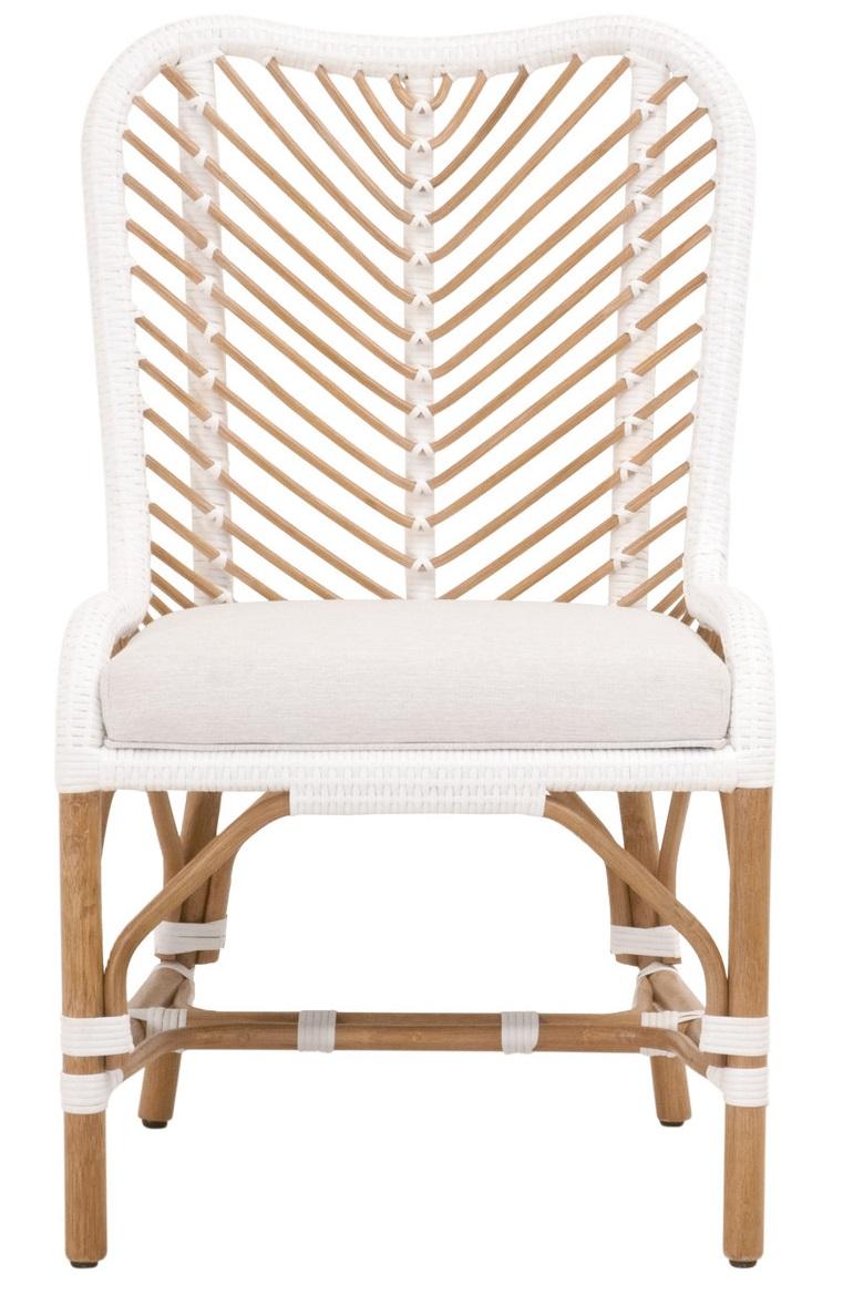 Essentials for Living Woven Laguna Dining Chair in White Synthetic Peel Binding, White Speckle, Natural Rattan Set of 2 image