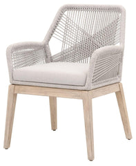 Essentials for Living Woven Loom Arm Chair in Taupe and White Flat Rope, Pumice, Natural Gray Mahogany Set of 2 image