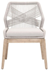 Essentials for Living Woven Loom Dining Chair in Taupe and White Flat Rope, Pumice, Natural Gray Mahogany Set of 2 image