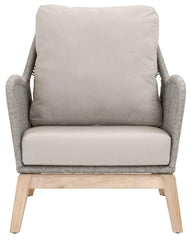 Essentials for Living Woven Loom Outdoor Club Chair in Platinum Rope, Smoke Gray, Gray Teak image
