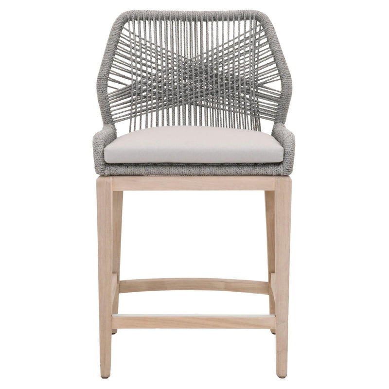 Essentials For Living Woven Loom Outdoor Counter Stool in Platinum Rope/Smoke Gray image