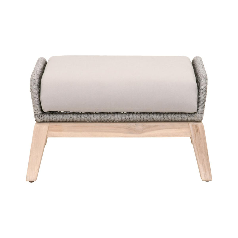 Essentials For Living Woven Loom Outdoor Footstool in Platinum Rope image
