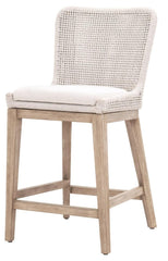 Essentials for Living Woven Mesh Counter Stool in White Speckle Flat Rope and Seat, Natural Gray Mahogany image