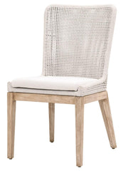 Essentials for Living Woven  Mesh Dining Chair in White Speckle Flat Rope and Seat, Natural Gray Mahogany Set of 2 image