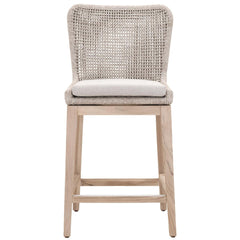 Essentials For Living Woven Mesh Outdoor Counter Stool in Taupe & White Flat Rope image