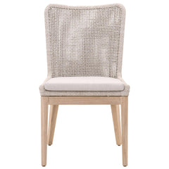 Essentials For Living Woven Mesh Outdoor Dining Chair (Set of 2) in Taupe & White Flat Rope image