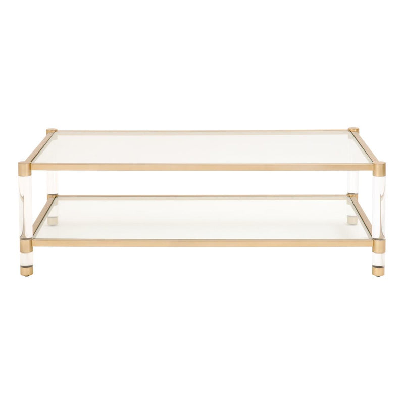 Essentials For Living Traditions Nouveau Coffee Table in Brushed Brass/Clear Glass image