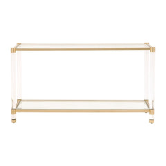 Essentials For Living Traditions Nouveau Console Table in Brushed Brass/Clear Glass image