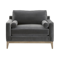 Essentials For Living Stitch & Hand Parker Post Sofa Chair in Dark Dove Velvet/Natural Gray Oak image