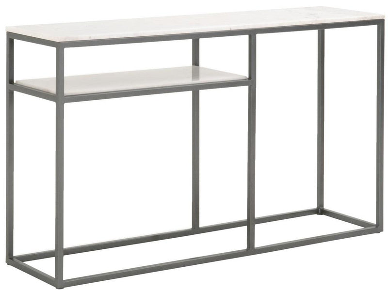 Essentials for Living L'Object Perch Console Table in White Marble / Gunmetal image
