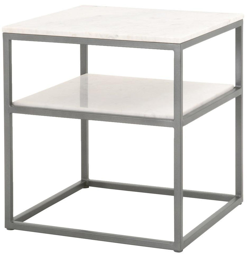 Essentials for Living L'Object Perch Perch End Table in White Marble / Gunmetal image