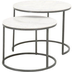 Essentials for Living L'Object Perch Nesting Accent Tables in White Marble / Gunmetal image