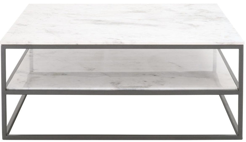 Essentials for Living L'Object Perch Square Coffee Table in White Marble / Gunmetal image