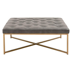Essentials for Living District Rochelle Upholstered Square Coffee Table in Alloy Synthetic / Brass image