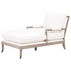 Essentials for Living Stitch & Hand - Upholstery Rouleau Chaise Lounge in LiveSmart Peyton-Pearl, Natural Gray Oak image