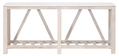 Essentials for Living Bella Antique Spruce Console Table in White Wash Pine, White Quartz image