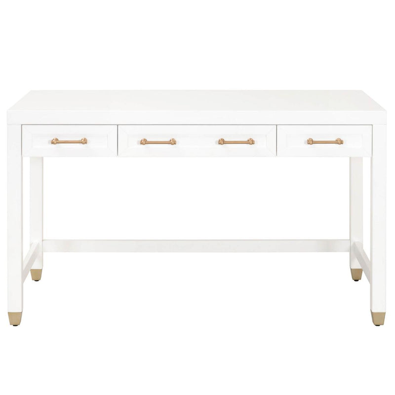 Essentials For Living Traditions Stella Desk in Matte White, Brushed Brass image