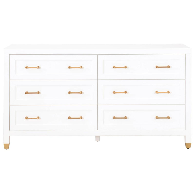 Essentials For Living Traditions Stella Double Dresser in Matte White, Brushed Brass image