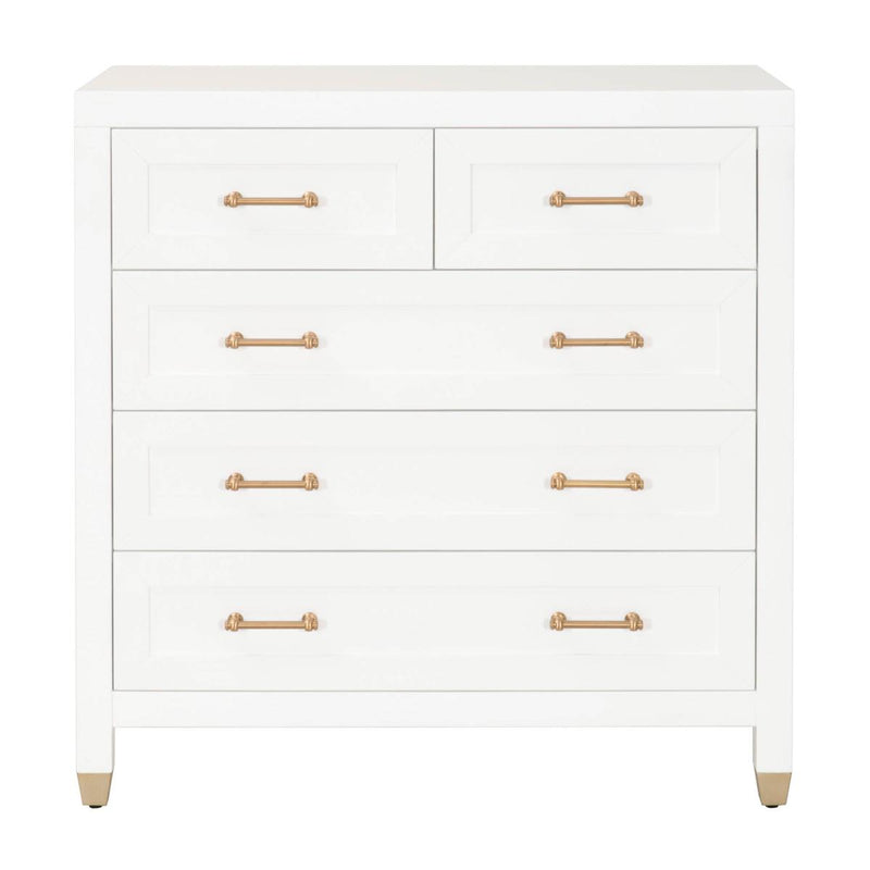 Essentials For Living Traditions Stella High Chest in Matte White, Brushed Brass - WILL SHIP IN 2022 image