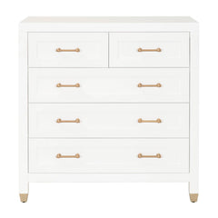 Essentials For Living Traditions Stella High Chest in Matte White, Brushed Brass - WILL SHIP IN 2022 image