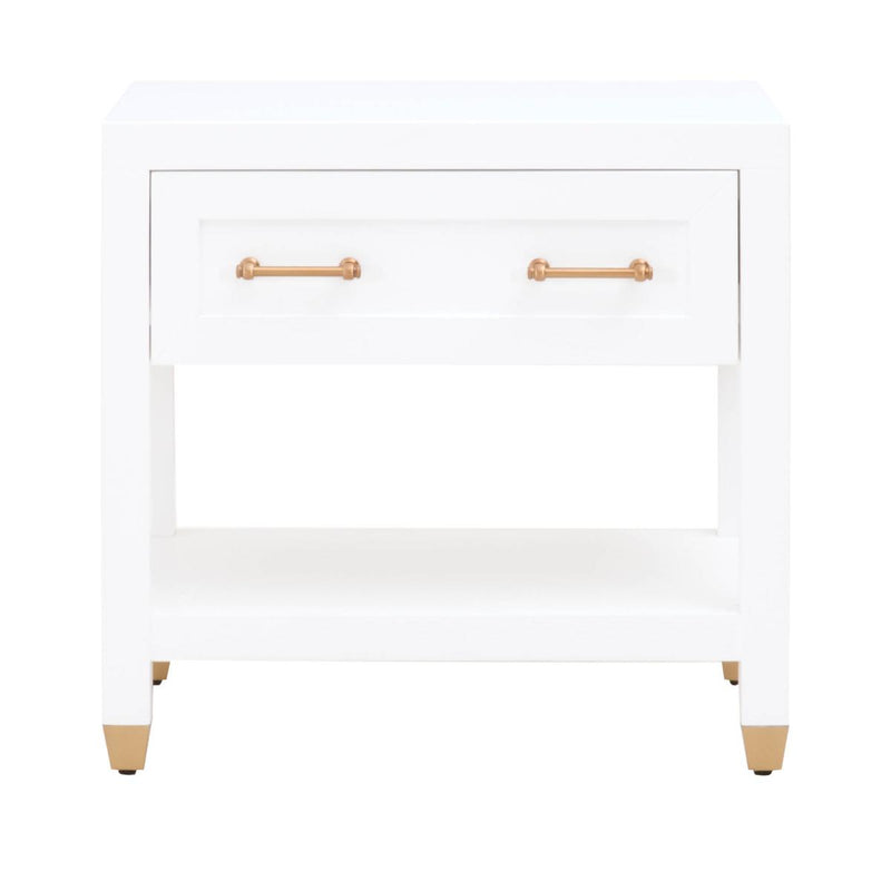 Essentials For Living Traditions Stella Nightstand in Matte White, Brushed Brass image