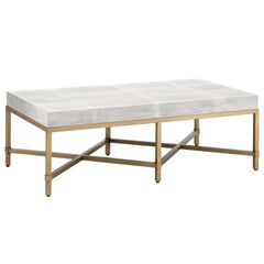 Essentials For Living Traditions Strand Shagreen Coffee Table in White Shagreen/Brushed Gold image